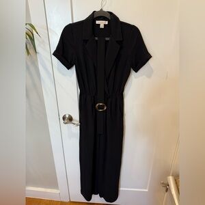 Monteau Black Jumpsuit with Notched Lapel